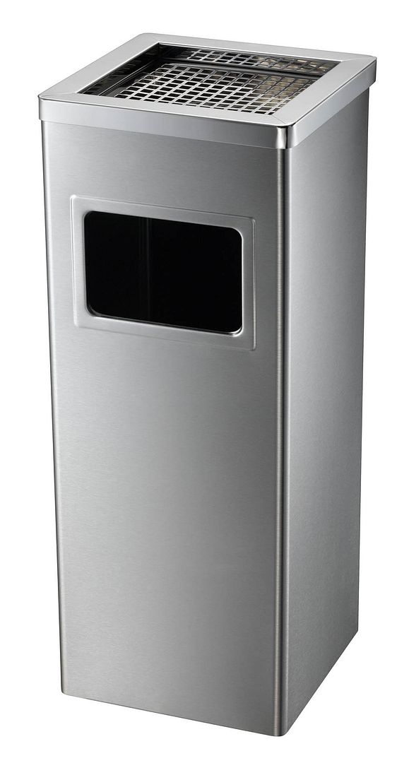 STAINLESS FREE STANDING METAL CIGARETTE/ASH TRAY LITTER/RUBBISH BIN